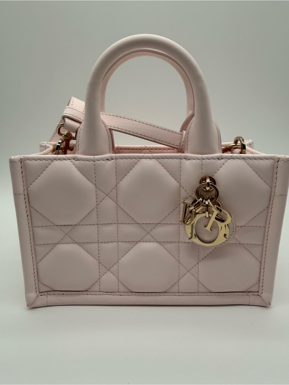 Dior mini Dior book tote in Pale Pink with Gold Hardware